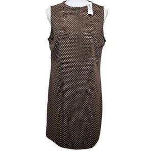 NWT Womens Size 12 Chico's Black Tan Double Diamond Knit Mock Neck Shift Dress